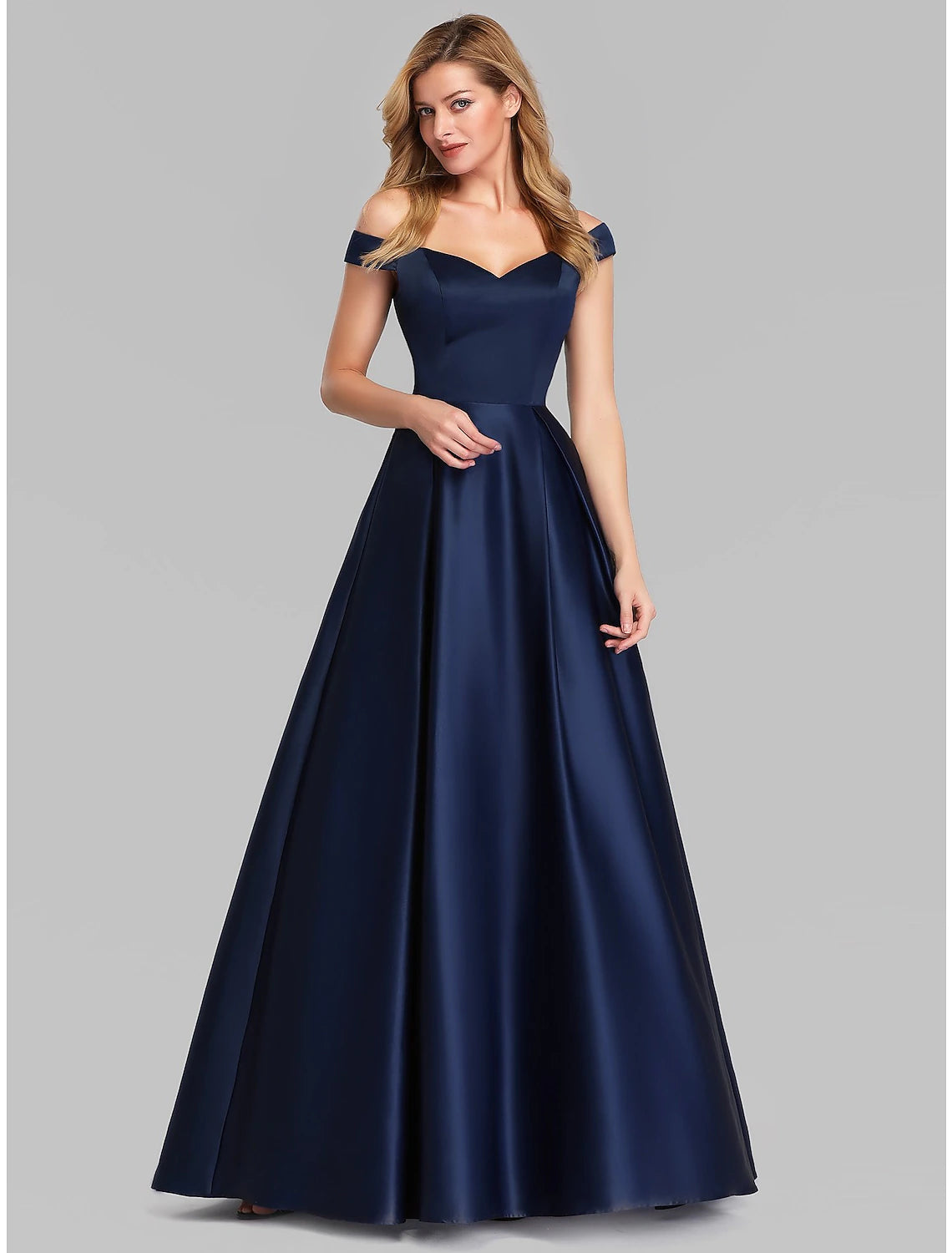 wholesale  A-Line Evening Gown Elegant & Luxurious Dress Wedding Guest Floor Length Sleeveless Plunging Neck Satin with Ruched