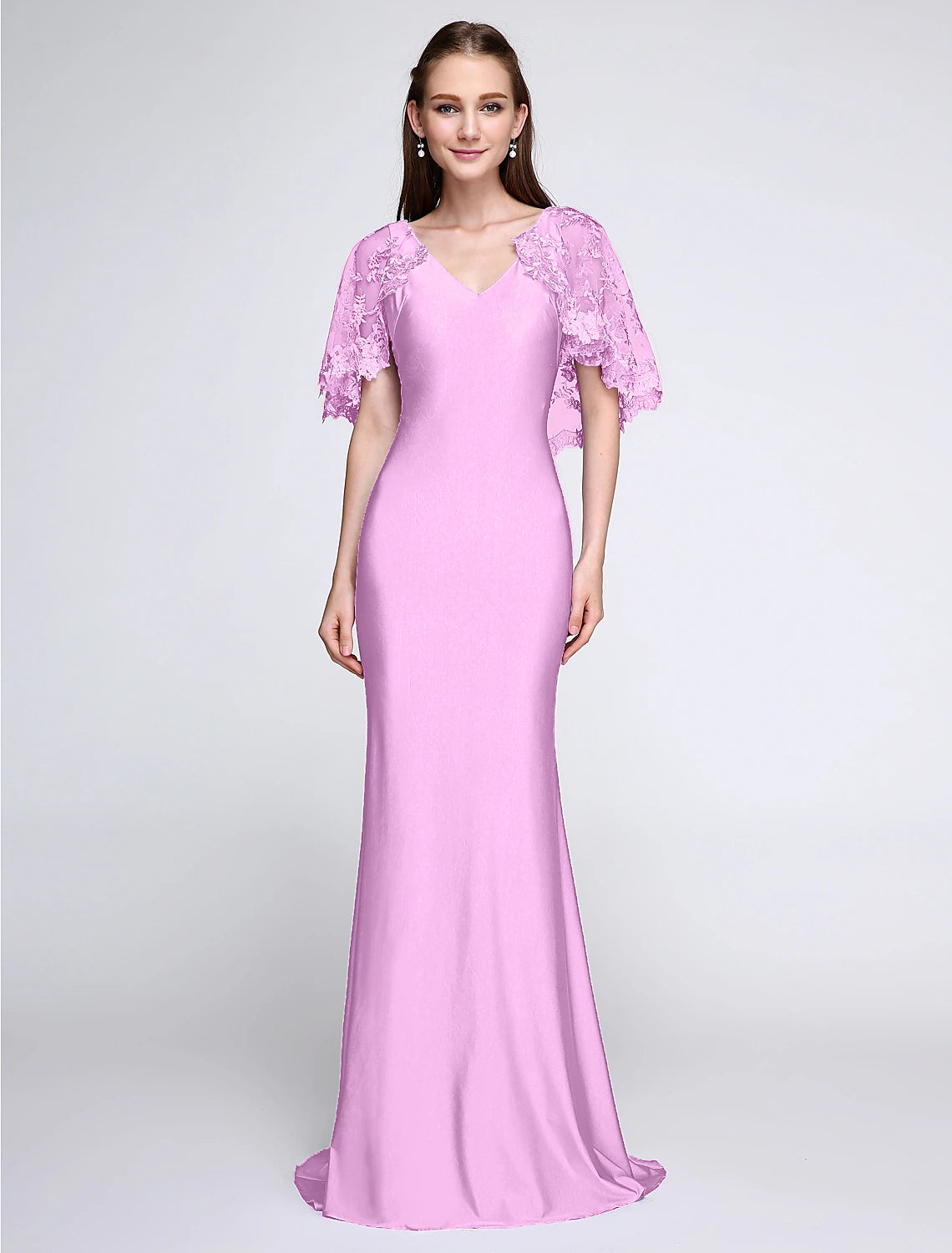 Aimishang Mermaid / Trumpet Bridesmaid Dress V Neck Sleeveless Wrap Included Sweep / Brush Train Jersey with Lace