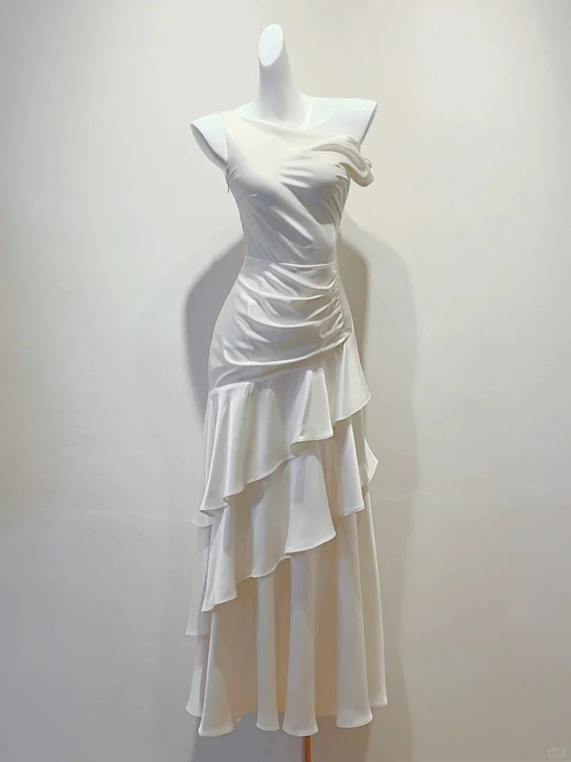 Aimishang Elegant Mermaid Ruffle Sleeveless Evening Party Dress Charming Long Formal Prom Dress