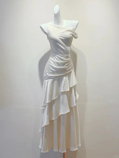 Aimishang Elegant Mermaid Ruffle Sleeveless Evening Party Dress Charming Long Formal Prom Dress