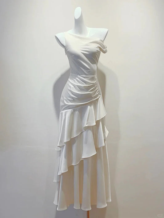 Aimishang Elegant Mermaid Ruffle Sleeveless Evening Party Dress Charming Long Formal Prom Dress