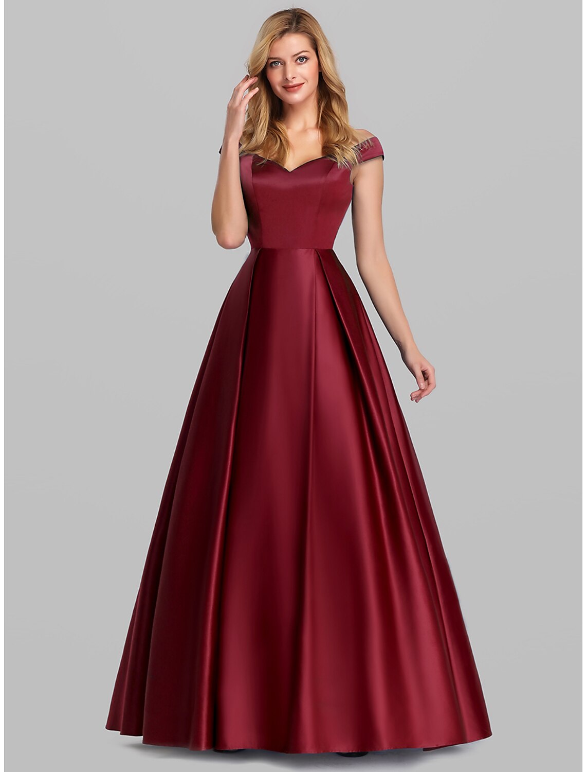 Wholesa  Ball Gown Party Dress Elegant Quinceanera Prom Birthday Dress Off Shoulder Short Sleeve Floor Length Satin with Pleats