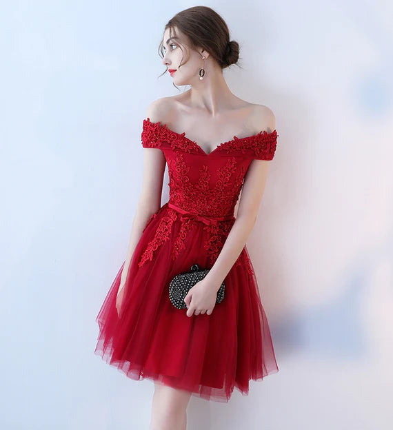 Aimishang Lovely A Line Tulle Short Homecoming Dress Prom Dress Party Dress Elegant Graduation Dress