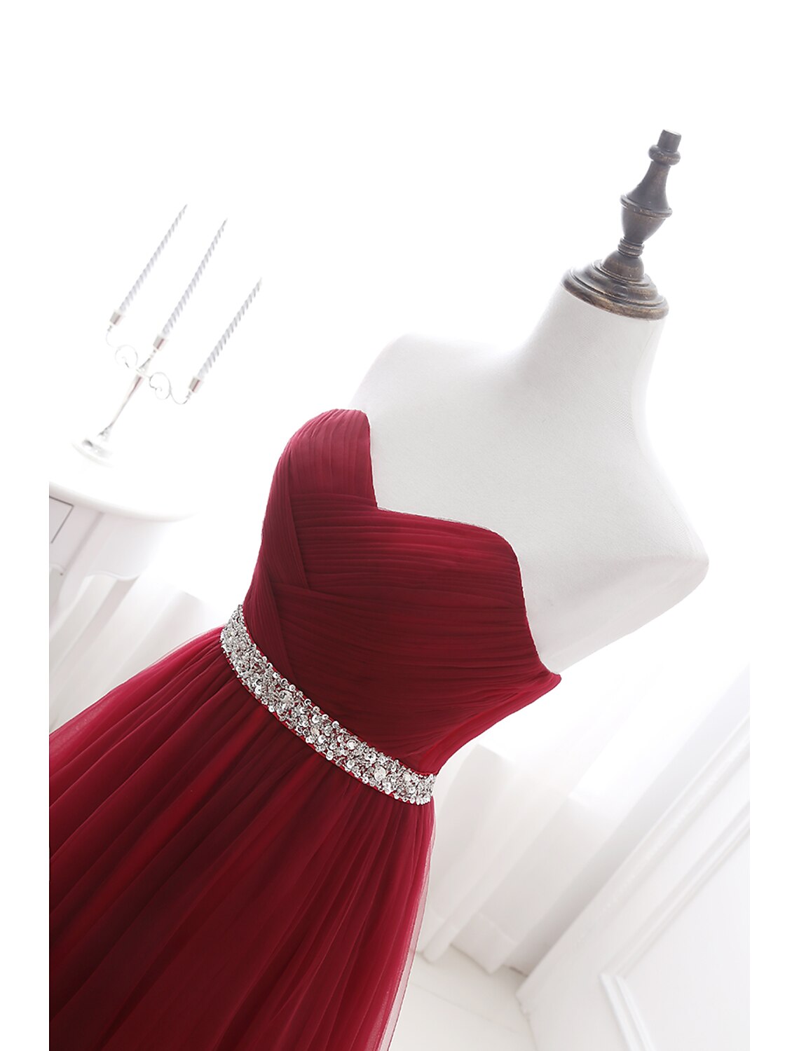 wholesale  A-Line Elegant Quinceanera Prom Valentine's Day Dress Strapless Sleeveless Chapel Train Satin with Crystals