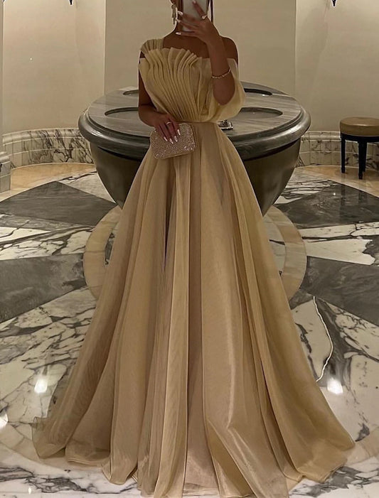 Wholesa Ball Gown Prom Dresses Elegant Dress Wedding Black Tie Court Train Sleeveless One Shoulder Organza with Ruched