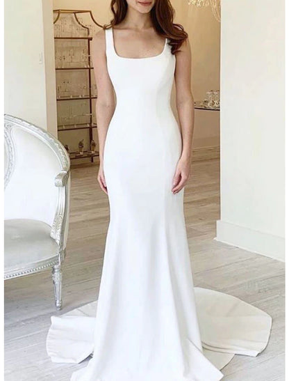 Wholesale Beach Boho Wedding Dresses Mermaid Camisole Sleeveless Court Train Stretch Fabric Bridal Gowns With Solid Color 2023 Summer Wedding Party