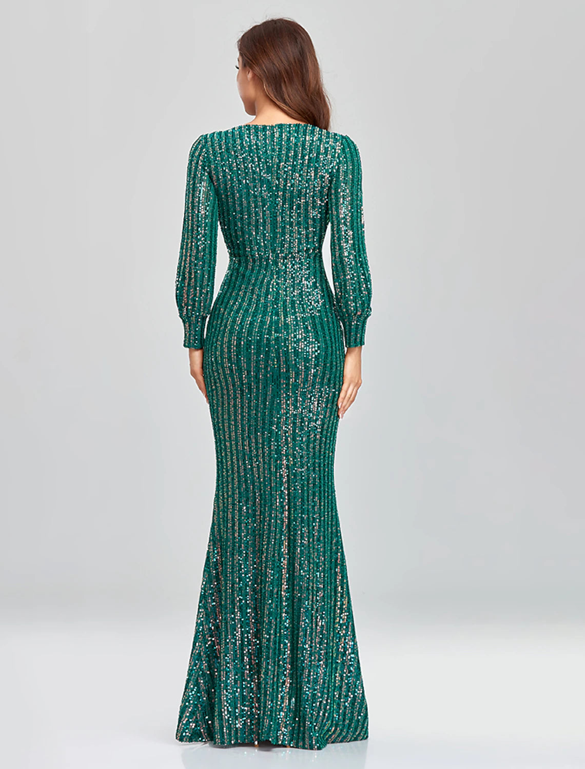 Wholesale Mermaid / Trumpet Evening Gown Sparkle Dress Party Wear Floor Length Long Sleeve V Neck Sequined with Sequin