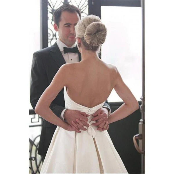 Glamorous A-line Strapless Sleeveless Long Wedding Dresses Elegant Bridal Gowns