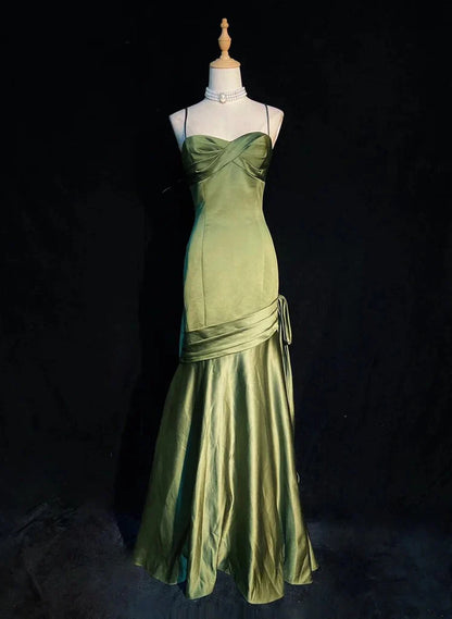 Aimishang Pretty Green Mermaid Spaghetti Straps Sleeveless Wedding Guest Dress Elegant Long Formal Prom Dress