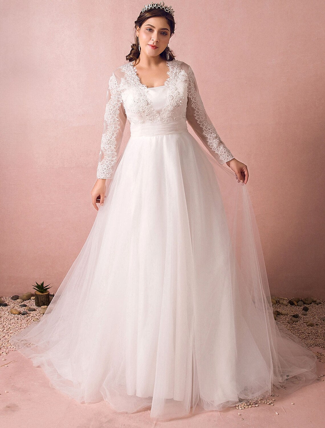 Wholesale Hall Sparkle & Shine Wedding Dresses A-Line Illusion Neck Long Sleeve Court Train Satin Bridal Gowns With Buttons Ruched Summer Wedding Party