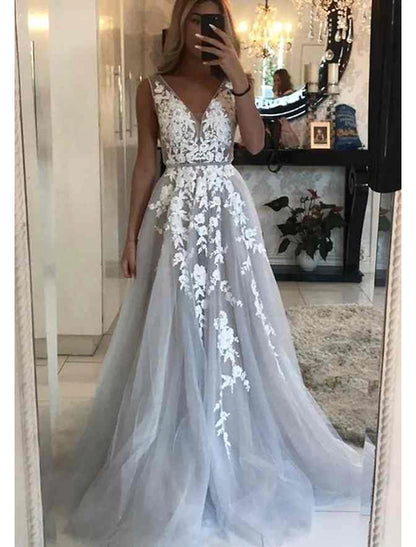 Wholesa  Ball Gown Evening Gown Floral Dress Prom Black Tie Court Train Sleeveless Off Shoulder Royal Style Cotton Backless with Beading Appliques