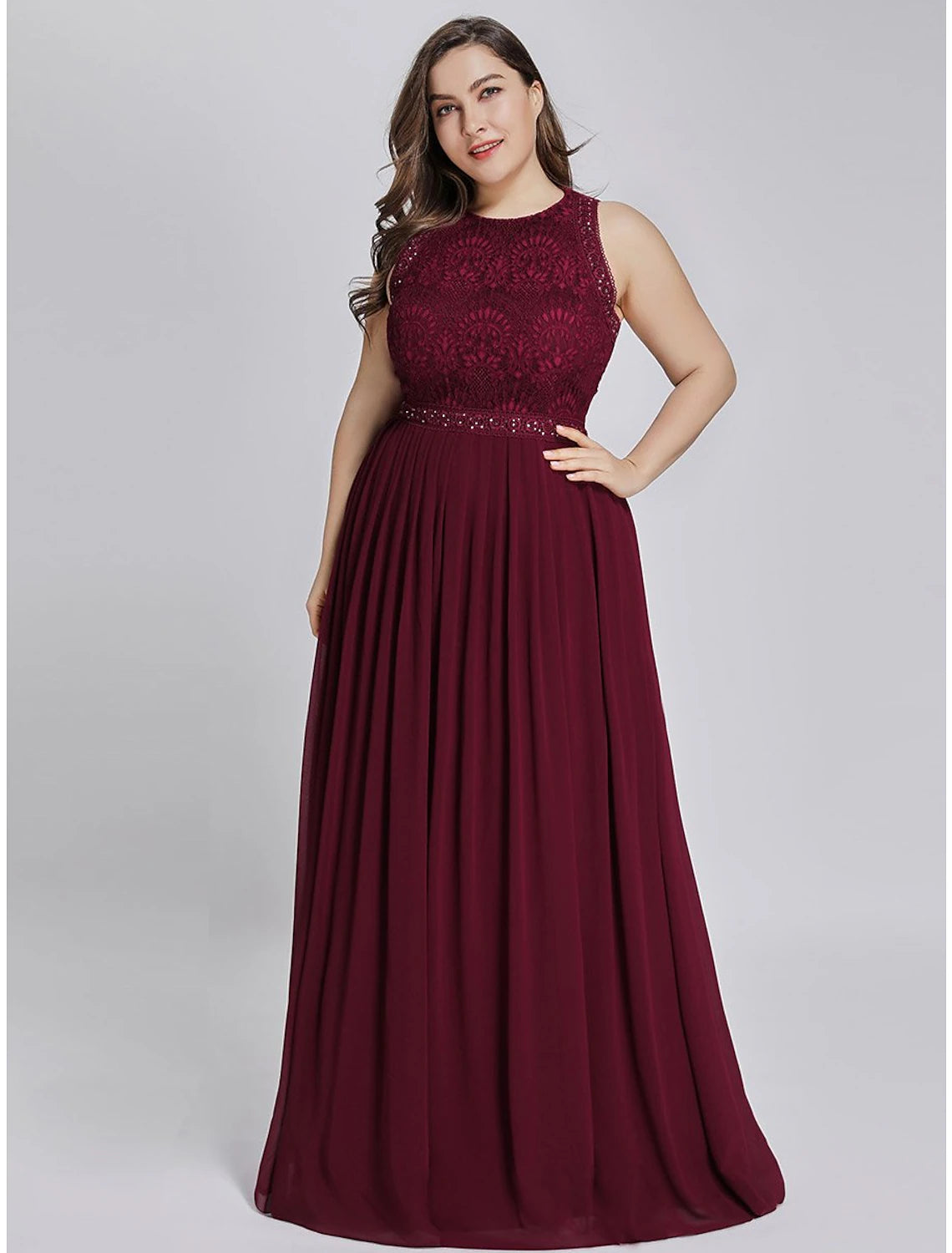 Wholesale A-Line Prom Dresses Elegant & Luxurious Dress Wedding Guest Floor Length Sleeveless Jewel Neck Chiffon with Crystals