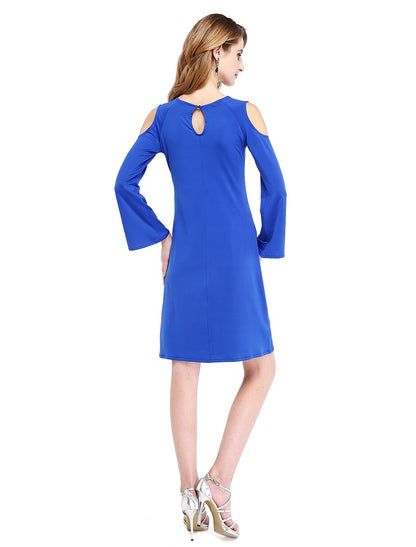 Wholesa Sheath / Column Mother of the Bride Dress Elegant Jewel Neck Knee Length Jersey Long Sleeve No with Beading