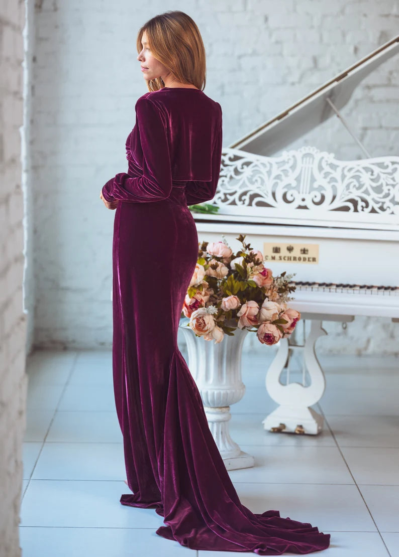 Wholesale Fashionable and Beautiful Velvet dress Velvet Evening Dress