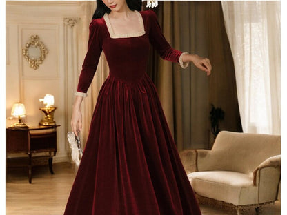 Wholesale Long Sleeve Prom Dresses Velvet Dress Formal Wear Fashionable Clothing