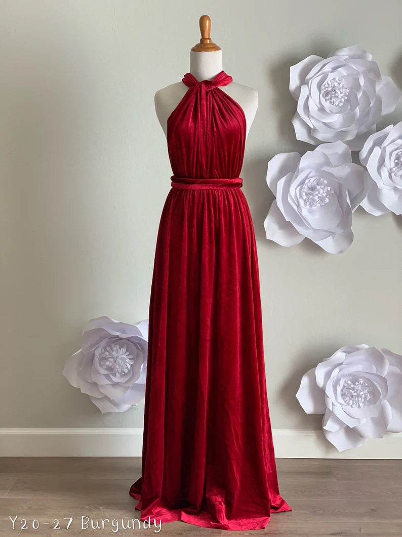 Wholesale Elegant Velvet Dress Ruched Formal Dress for Wedding Guest Dresses