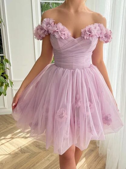 Wholesale Lilac Graduation Dresses Corset Strapless Short Tulle Homecoming Dress