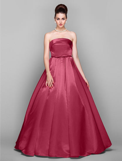 Wholesa Ball Gown Elegant Dress Quinceanera Prom Floor Length Sleeveless Strapless Satin with Bow(s)