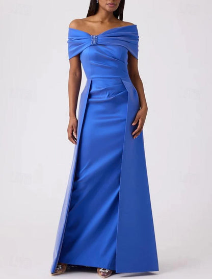 Wholesa Sheath / Column Evening Gown Elegant Dress Formal Floor Length Sleeveless Off Shoulder Satin with Butterfly