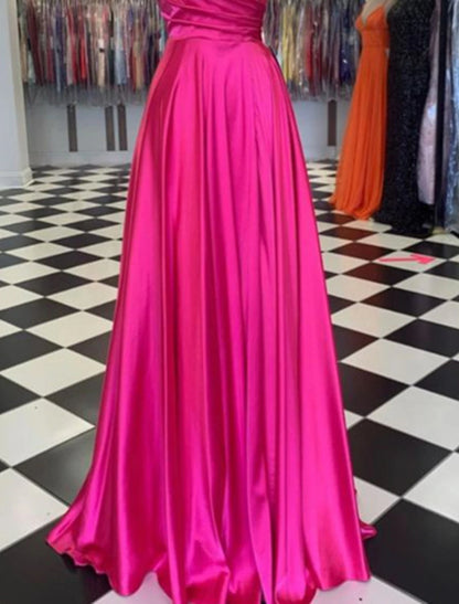 wholesale  A-Line Prom Dresses Sexy Dress Formal Floor Length Sleeveless Spaghetti Strap Bridesmaid Dress Charmeuse with Slit