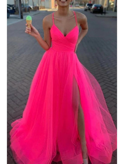 Wholesa A-Line Prom Dresses Sexy Dress Wedding Party Birthday Court Train Sleeveless Spaghetti Strap Organza with Slit