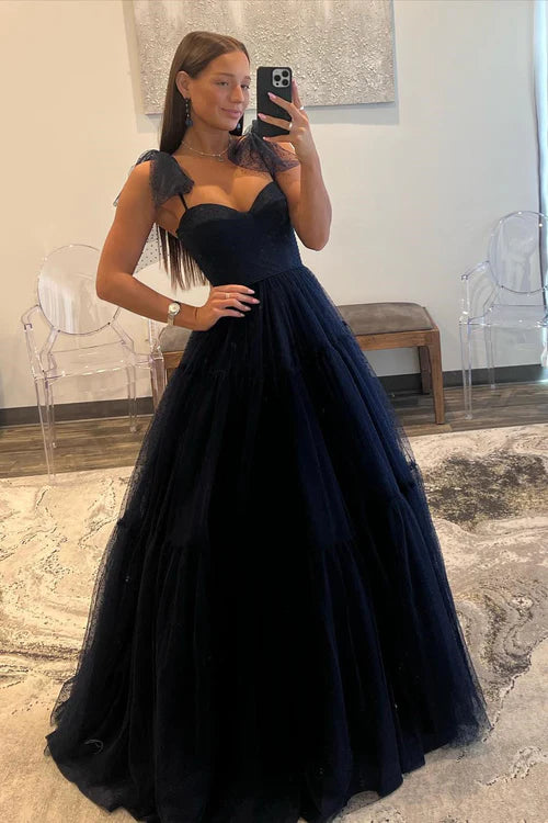 Wholesale Elegant A-line Evening Dress Sweetheart Dot Tulle Prom Dress