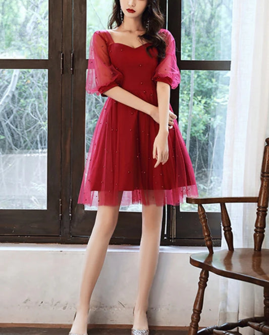 Aimishang A Line Short Sleeves Homecoming Dress Prom Dress Lovely Party Dress Formal Dress