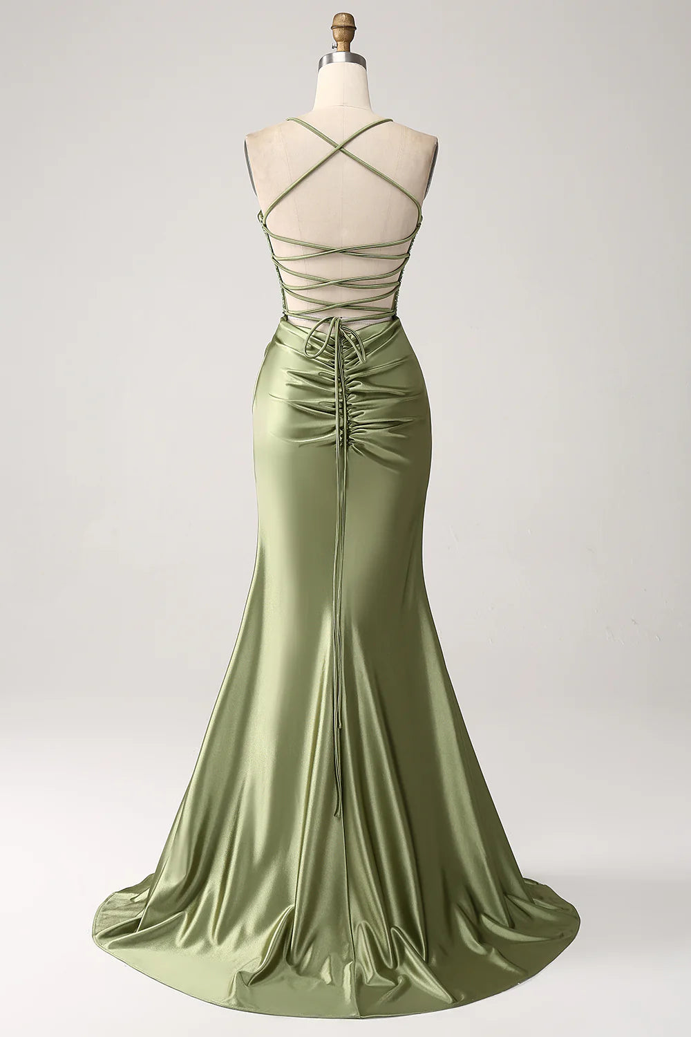 Wholesale Army Green Mermaid Cowl Neckline Sequin Long Prom Dress With Slit