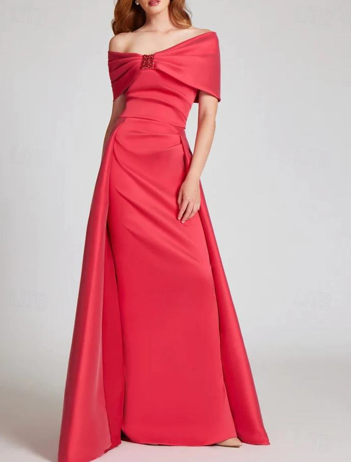 Wholesa Sheath / Column Evening Gown Elegant Dress Formal Floor Length Sleeveless Off Shoulder Satin with Butterfly