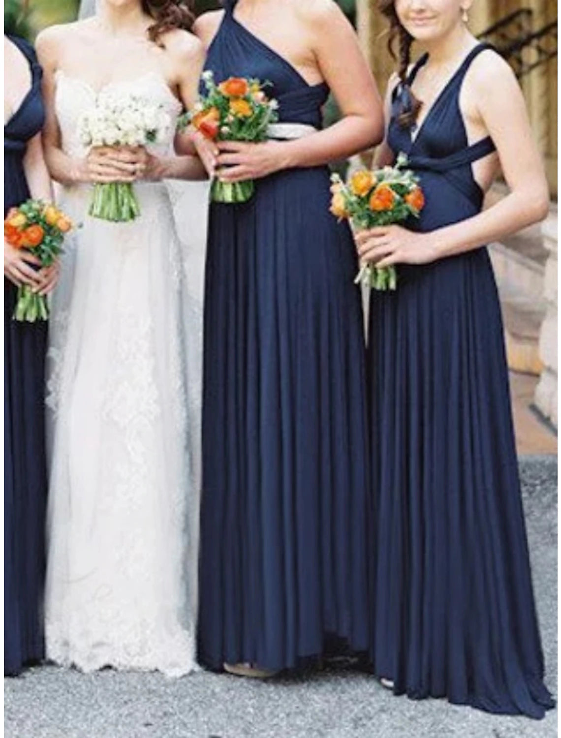 wholesale  Sheath / Column Bridesmaid Dress V Neck Sleeveless Convertible Floor Length Spandex with Pleats / Solid Color