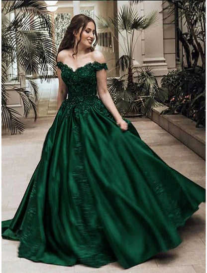 Wholesa  Ball Gown Sparkle Christmas Red Green Dress Quinceanera Prom Dress Off Shoulder Sleeveless Floor Length Lace with Appliques