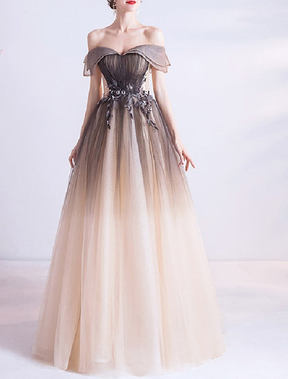 Wholesa Ball Gown Princess Cute Prom Dress Off Shoulder Sleeveless Floor Length Tulle with Crystals Appliques