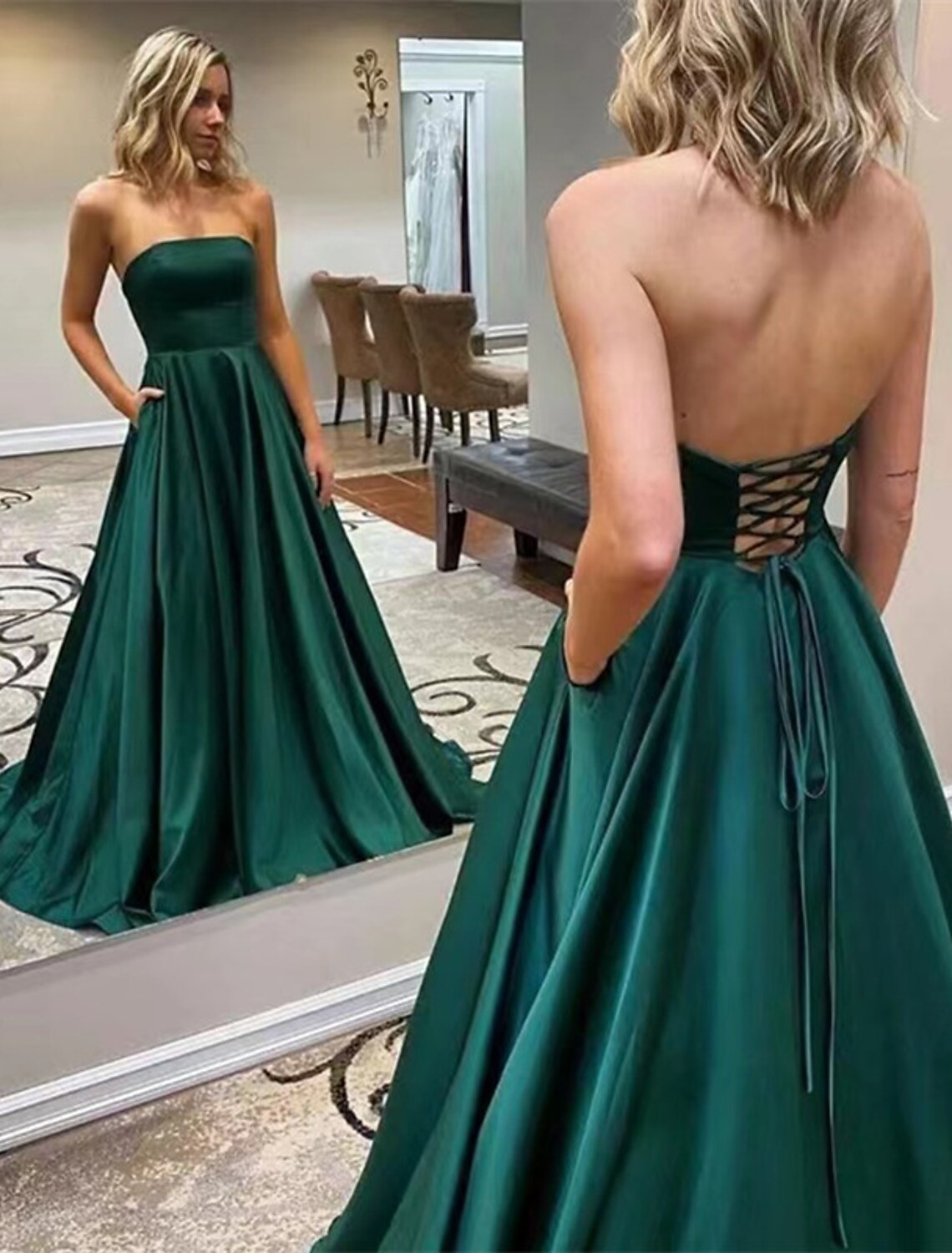 wholesale  A-Line Prom Dresses Maxi Dress Formal Floor Length Sleeveless Strapless Jersey Backless with Slit