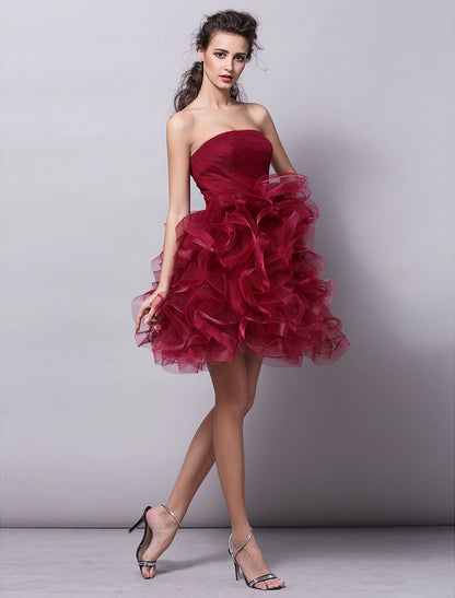 wholesale  Ball Gown Hot Homecoming Cocktail Party Valentine's Day Dress Strapless Sleeveless Short / Mini Tulle with Ruched Tier