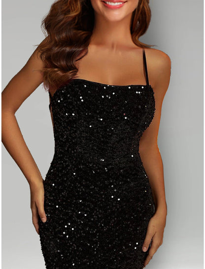 wholesale Mermaid / Trumpet Evening Gown Black Dress Formal Sweep / Brush Train Sleeveless Halter Sequined with Sequin