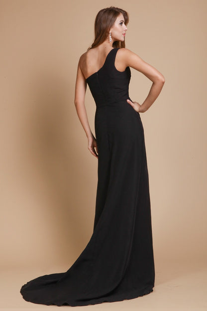 Wholesa A-Line/Princess One-Shoulder Sleeveless Ruffles Long Chiffon Dresses