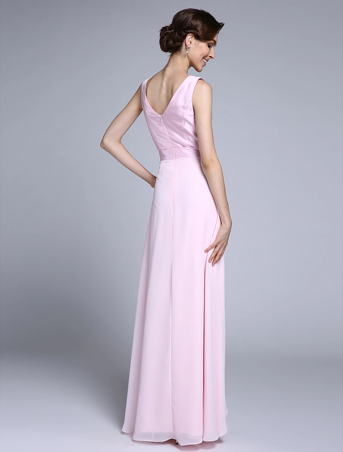 wholesale Sheath / Column Mother of the Bride Dress Scoop Neck Floor Length Chiffon 3/4 Length Sleeve No with Beading