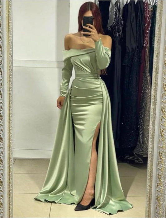 Wholesa Mermaid / Trumpet Wedding Guest Dresses Elegant Dress Formal Wedding Guest Sweep / Brush Train Sleeveless Notch lapel collar Wednesday Addams Family Cotton Backless with Slit Overskirt Shawl