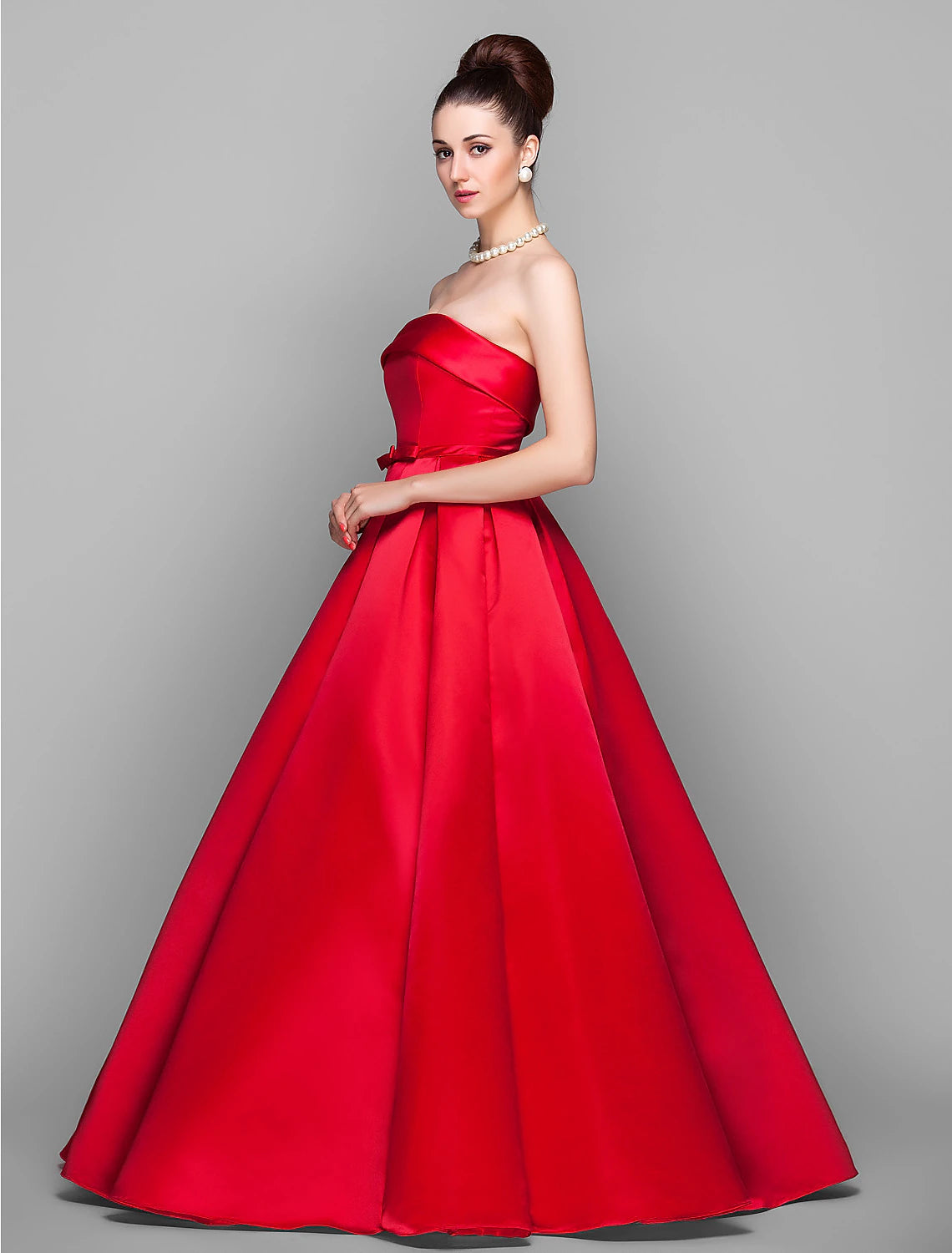 wholesale  Ball Gown Elegant Dress Quinceanera Floor Length Sleeveless Strapless Satin with Bow(s)