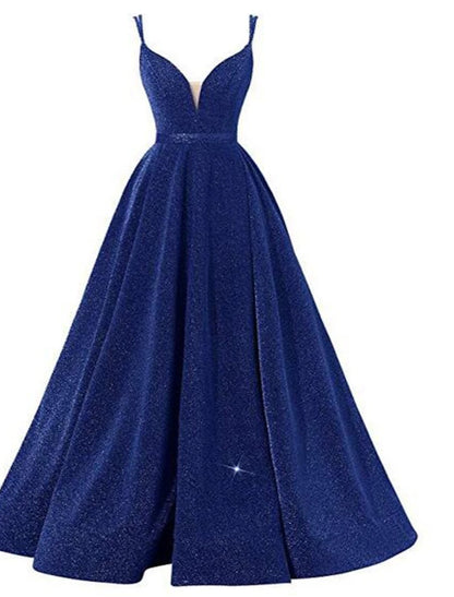 wholesale  A-Line Beautiful Back Sexy Wedding Guest Formal Evening Birthday Dress Spaghetti Strap Sleeveless Floor Length Sequined with Pleats Sequin