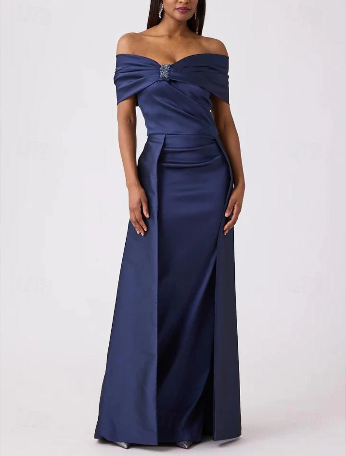 Wholesa Sheath / Column Evening Gown Elegant Dress Formal Floor Length Sleeveless Off Shoulder Satin with Butterfly