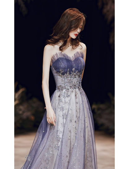 Wholesale A-Line Sparkle Elegant Wedding Guest Prom Formal Evening Dress Strapless Sleeveless Floor Length Satin with