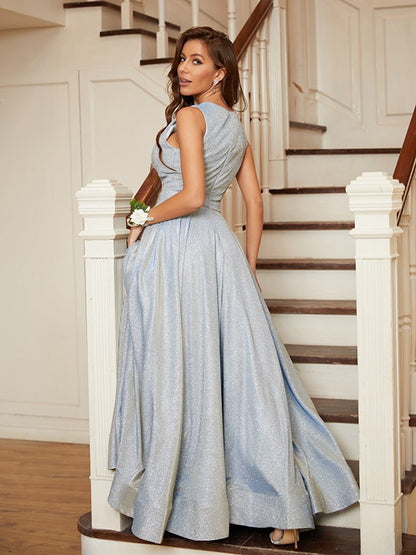 Wholesa A-Line/Princess Ruffles Scoop Sleeveless Floor-Length Dresses