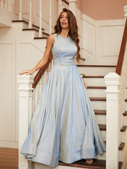 Wholesa A-Line/Princess Ruffles Scoop Sleeveless Floor-Length Dresses