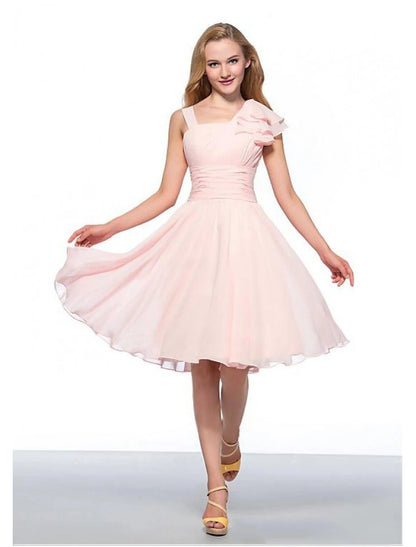 wholesale   A-Line Empire Elegant Engagement Cocktail Party Dress Jewel Neck Sleeveless Knee Length Chiffon with Ruched