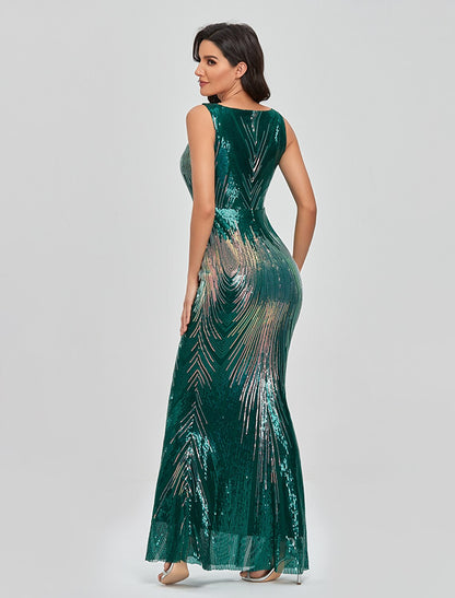 Wholesa Mermaid / Trumpet Sexy Sparkle & Shine Party Wear Formal Evening Dress Jewel Neck Sleeveless Floor Length Sequined with Sequin