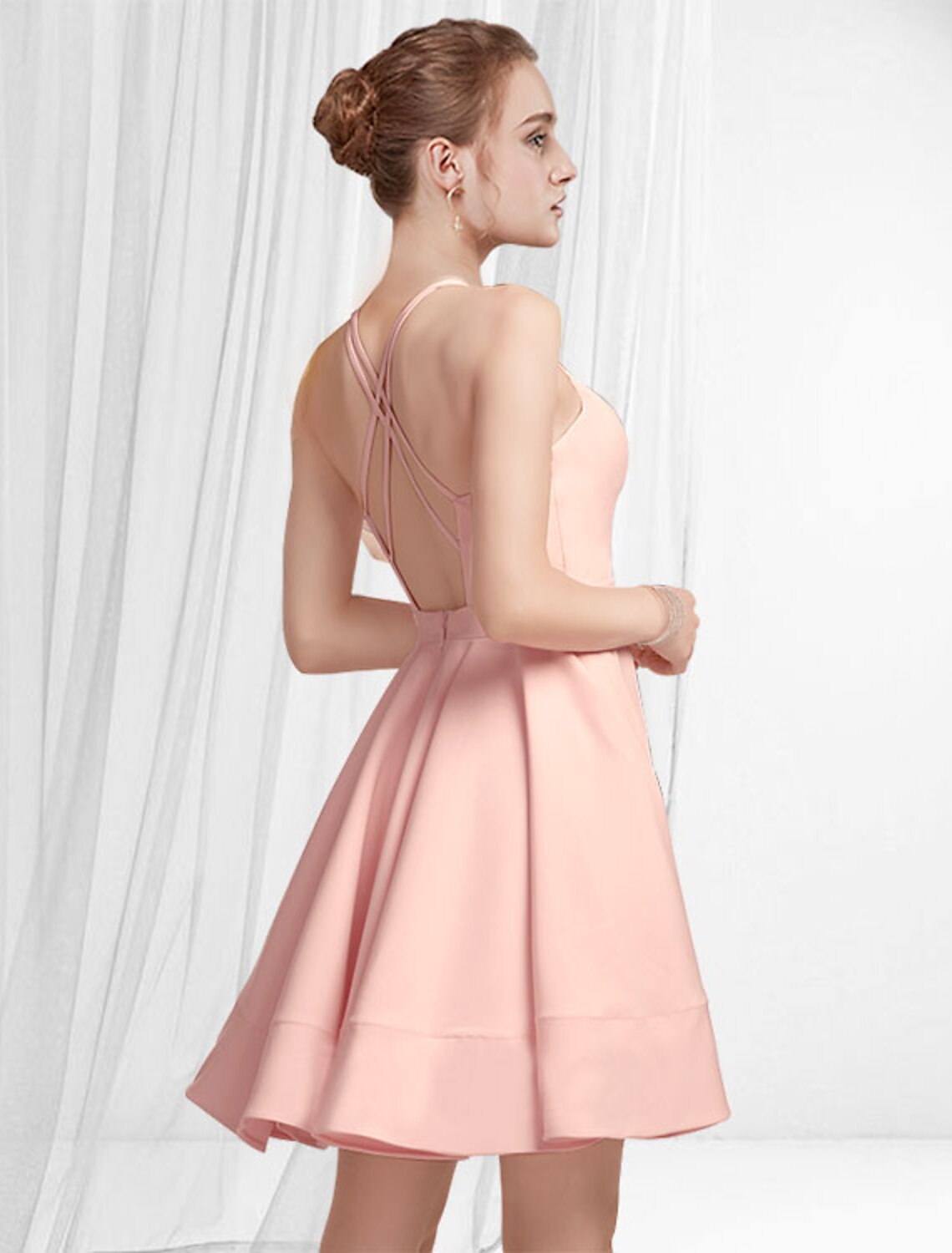 Wholesale A-Line Cocktail Dresses Reformation Amante Dress Homecoming Short / Mini Sleeveless Spaghetti Strap Satin with Pleats