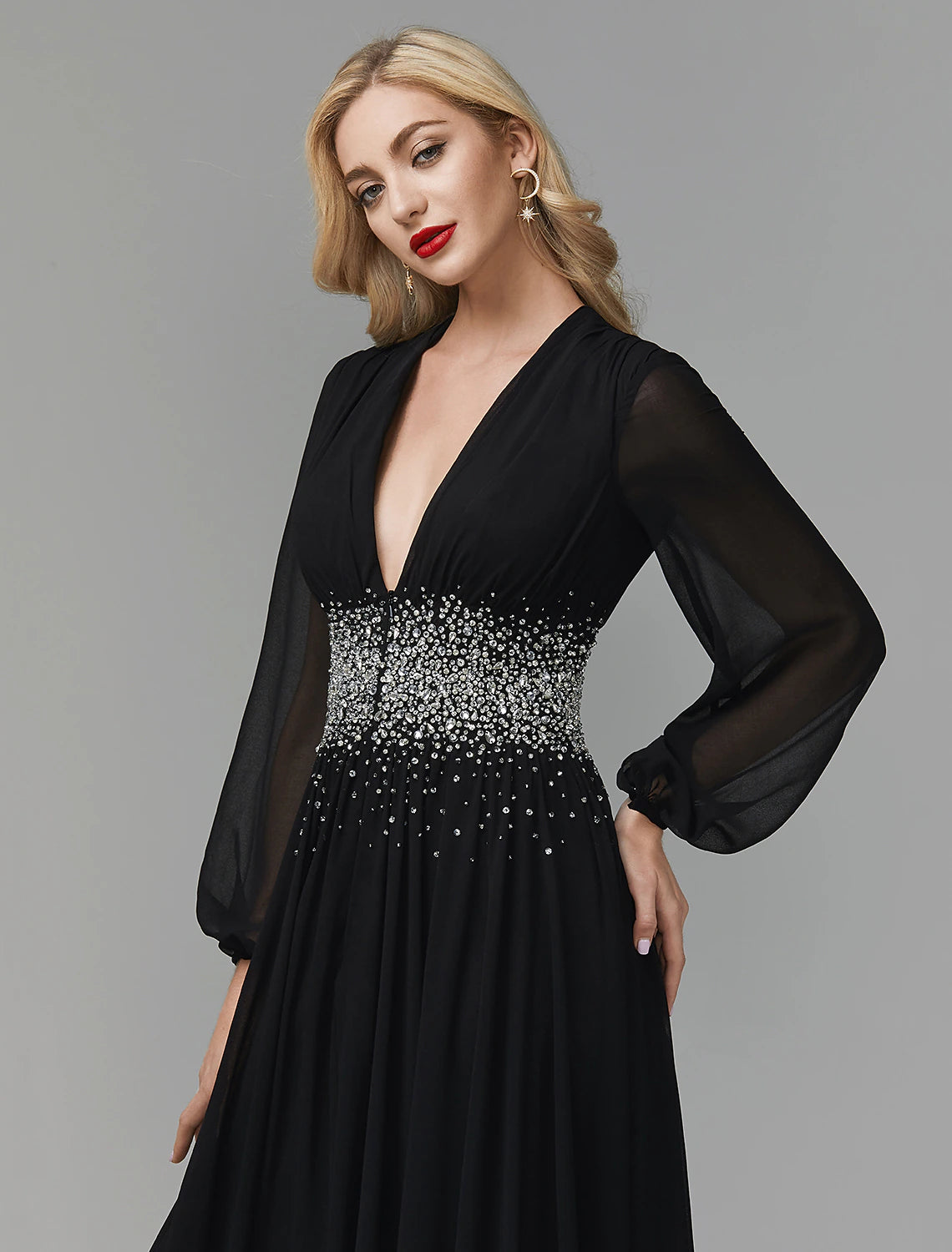 Aimishang A-Line Evening Dress Celebrity Red Carpet Formal Gown Black