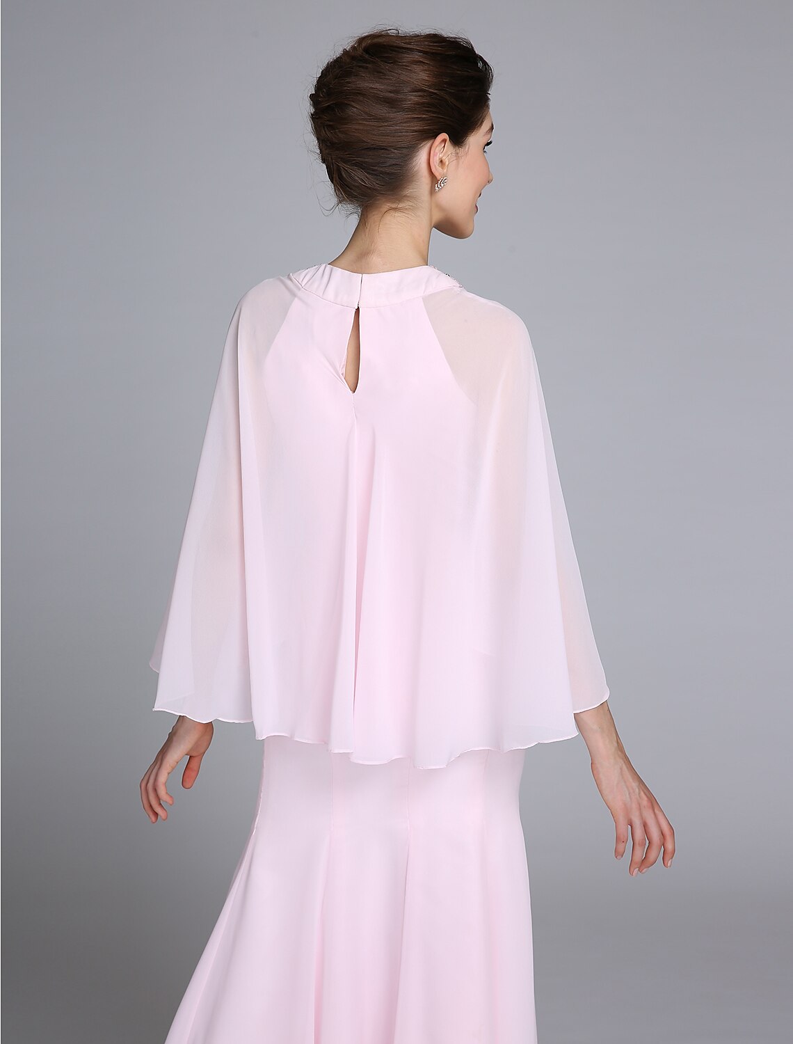 wholesale  Mermaid / Trumpet Mother of the Bride Dress Elegant Jewel Neck Ankle Length Chiffon Long Sleeve No with Beading