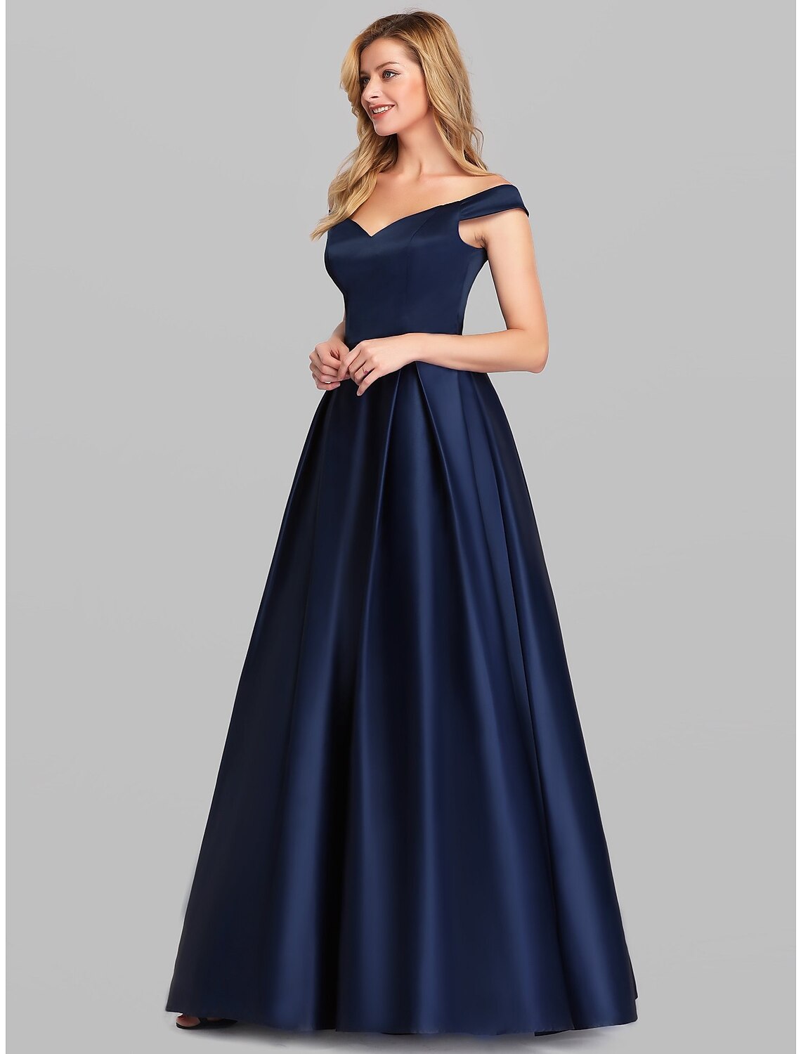 Wholesa  A-Line Evening Gown Party Dress Elegant & Luxurious Dress Wedding Guest Formal Evening Floor Length Sleeveless Plunging Neck Satin with Ruched